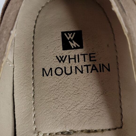 NEUTRAL WHITE MOUNTAIN tan faux suede leather strap CAREER Block Heel heels 9 - Picture 6 of 10